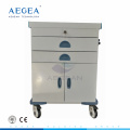AG-ET017 Hôpital patient traitement poudre revêtement acier clinique d&#39;urgence médical chariots de stockage
